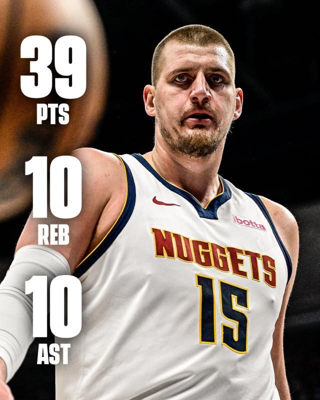 kaiyun-赛季第30次三双创队史！约基奇带伤复出轰39+10+10